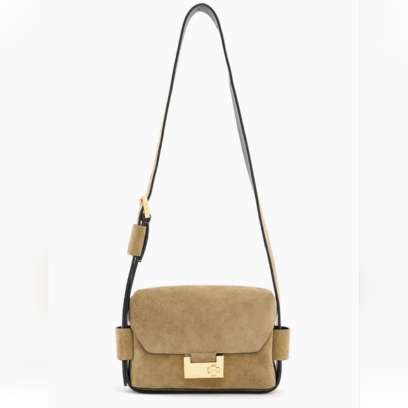 All Saints Suede Frankie Suger Hero Crossbody Bag + Dust Bag Nwt ❤️ - Picture 3 of 12